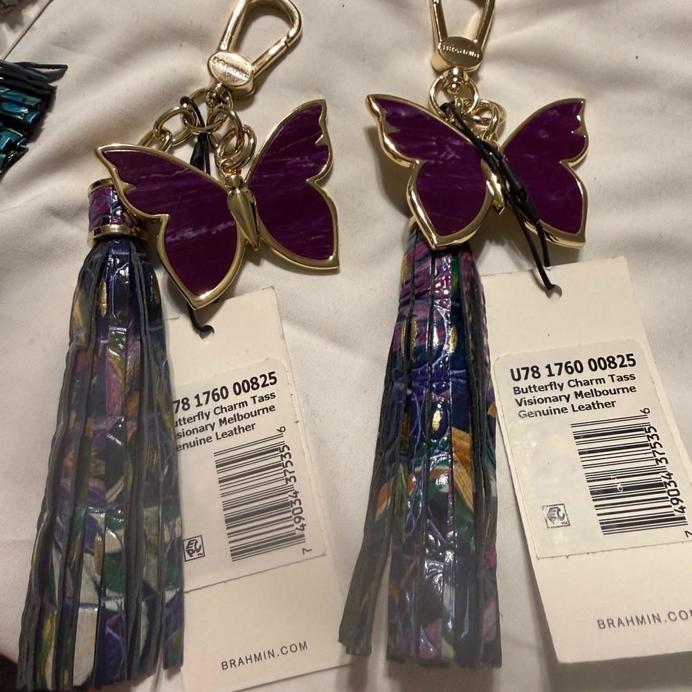 Brahmin Purple Butterfly Charm with Multicolor Tassel